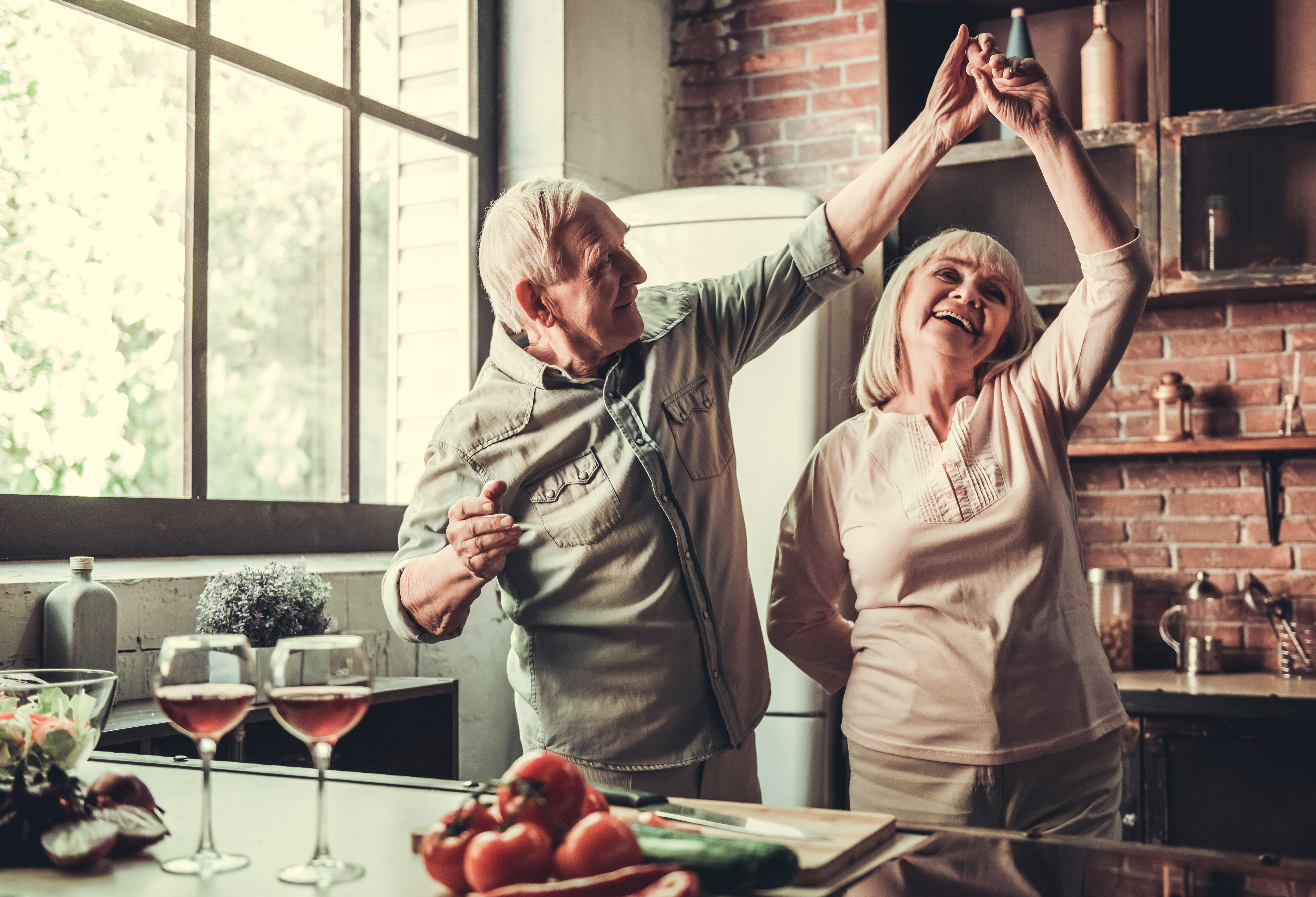 happy dancing couple